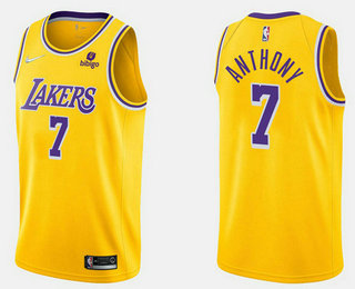 Men's Los Angeles Lakers #7 Carmelo Anthony 75th Anniversary Diamond Gold 2021 Stitched Jersey