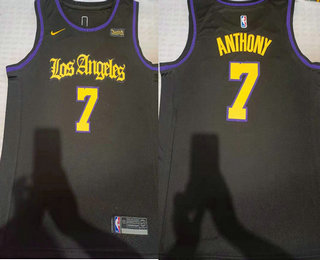 Men's Los Angeles Lakers #7 Carmelo Anthony Black Latin Nights 2021 Nike Swingman Stitched Jersey With Sponsor Logo