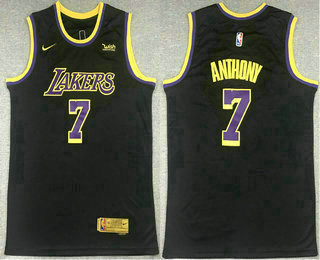 Men's Los Angeles Lakers #7 Carmelo Anthony Black Nike Swingman 2021 Earned Edition Stitched Jersey With Sponsor Logo