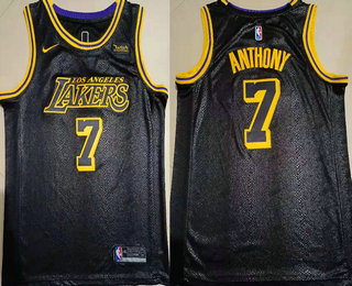 Men's Los Angeles Lakers #7 Carmelo Anthony Black With Los Angeles 2021 Nike Swingman Stitched Jersey With Sponsor Logo