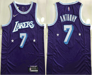 Men's Los Angeles Lakers #7 Carmelo Anthony Purple Diamond 2022 City Edition AU Stitched Jersey