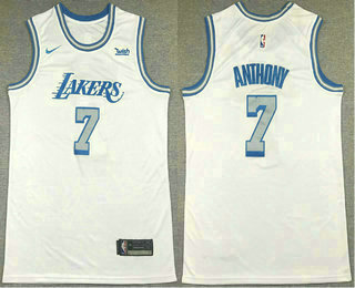 Men's Los Angeles Lakers #7 Carmelo Anthony White NEW 2021 Nike City Edition Stitched Jersey With NEW Sponsor Logo