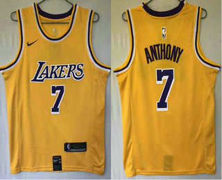 Men's Los Angeles Lakers #7 Carmelo Anthony Yellow 2021 Nike Swingman Stitched NBA Jersey