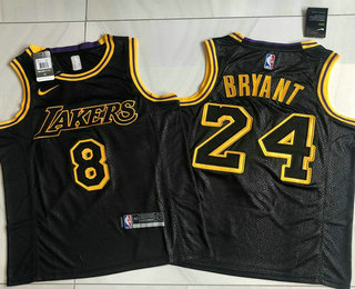 Men's Los Angeles Lakers #8 #24 Kobe Bryant Black 2020 Nike City Edition AU Stitched Jersey