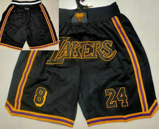 Men's Los Angeles Lakers #8 #24 Kobe Bryant Black Just Don Shorts