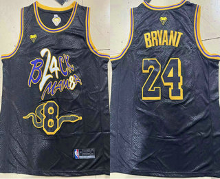 Men's Los Angeles Lakers #8 #24 Kobe Bryant Black Mamba Nike City Edition Stitched Jersey