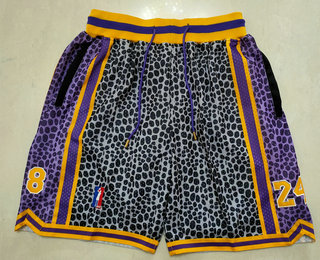 Men's Los Angeles Lakers #8 #24 Kobe Bryant Black Purple Just Don Swingman Throwback Shorts