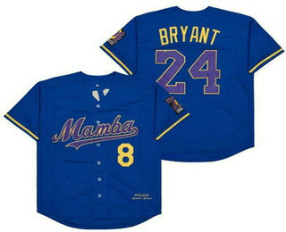 Men's Los Angeles Lakers #8 #24 Kobe Bryant Blue Mamba 1978 2020 Baseball Jersey