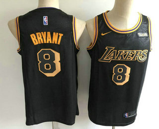 Men's Los Angeles Lakers #8 Kobe Bryant Black 2017-18 Nike City Edition Wish Swingman Jersey