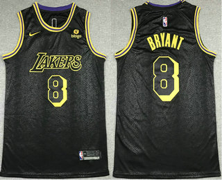 Men's Los Angeles Lakers #8 Kobe Bryant Black 2021 Nike Swingman Stitched Jersey With NEW Sponsor