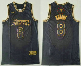 Men's Los Angeles Lakers #8 Kobe Bryant Black Golden Edition 2020 Nike City Edition Swingman Stitched NBA Jersey