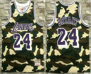 Men's Los Angeles Lakers #8 Kobe Bryant Camo Hardwood Classics Soul Swingman Throwback Shorts