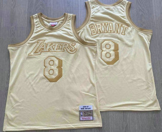 Men's Los Angeles Lakers #8 Kobe Bryant Gold 1996-97 Throwback AU Jersey
