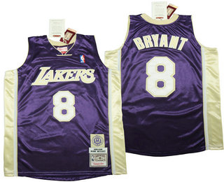 Men's Los Angeles Lakers #8 Kobe Bryant Purple 1996-2016 The Hall of Fame Throwback Jersey