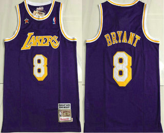 Men's Los Angeles Lakers #8 Kobe Bryant Purple 1998 All Star Hardwood Classics Soul AU Throwback Jersey