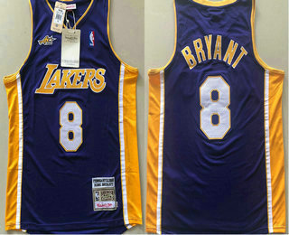 Men's Los Angeles Lakers #8 Kobe Bryant Purple 2000 All Star Hardwood Classics Soul AU Throwback Jersey