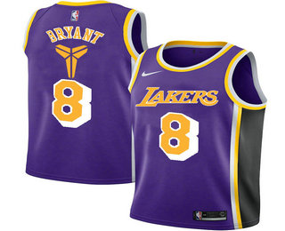 Men's Los Angeles Lakers #8 Kobe Bryant Purple Nike Swingman Black Mamba Logo Swingman Jeresy