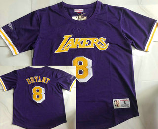 Men's Los Angeles Lakers #8 Kobe Bryant Purple Short Sleeved AU Throwback Jersey