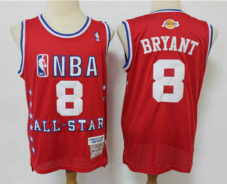 Men's Los Angeles Lakers #8 Kobe Bryant Red 2003 All Star Swingman Throwback Jersey