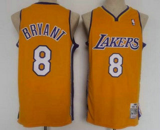 Men's Los Angeles Lakers #8 Kobe Bryant Yellow 2003 Throwback Swingman Jersey