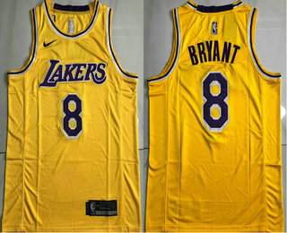 Men's Los Angeles Lakers #8 Kobe Bryant Yellow Nike AU Stitched Jersey