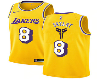 Men's Los Angeles Lakers #8 Kobe Bryant Yellow Nike Swingman Black Mamba Logo Swingman Jeresy