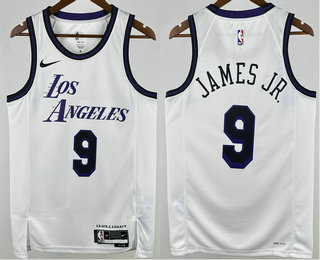 Men's Los Angeles Lakers #9 Bronny James Jr White 2022 City Hot Press Jersey