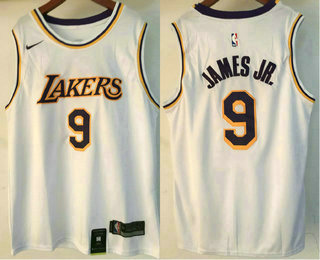 Men's Los Angeles Lakers #9 Bronny James Jr White 2024 Association Edition Stitched Jersey