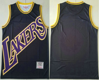 Men's Los Angeles Lakers Black Big Face Mitchell Ness Hardwood Classics Soul Swingman Throwback Jersey