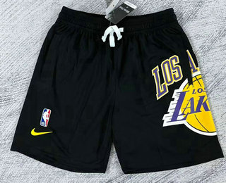 Men's Los Angeles Lakers Black Big LOGO Stitched Swingman Nike Shorts