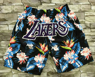 Men's Los Angeles Lakers Ness Floral Fashion Hardwood Classics Soul Swingman Throwback Shorts