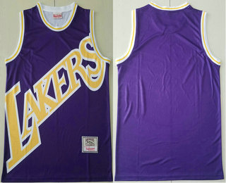 Men's Los Angeles Lakers Purple Big Face Mitchell Ness Hardwood Classics Soul Swingman Throwback Jersey