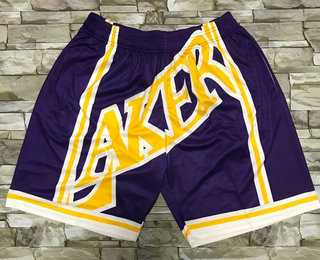 Men's Los Angeles Lakers Purple Big Face Mitchell Ness Hardwood Classics Soul Swingman Throwback Shorts