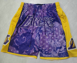 Men's Los Angeles Lakers Purple Dragon Throwback Swingman Shorts