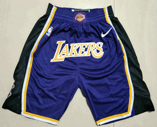 Men's Los Angeles Lakers Purple With Lakers Nike Swingman Printed NBA Shorts