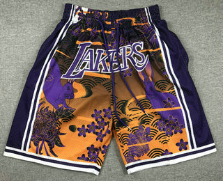 Men's Los Angeles Lakers Purple Yellow Rabbit Swingman Shorts