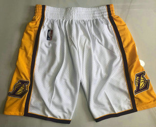 Men's Los Angeles Lakers White Hardwood Classics Soul AU Throwback Shorts