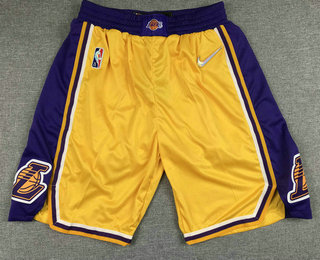 Men's Los Angeles Lakers Yellow 75th Anniversary Diamond 2021 Stitched Shorts