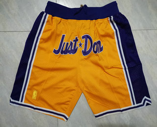 Men's Los Angeles Lakers Yellow Just Don Shorts Swingman Shorts