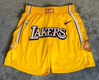 Men's Los Angeles Lakers Yellow With Lakers 2020 Nike City Edition Swingman Shorts