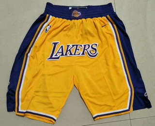 Men's Los Angeles Lakers Yellow With Lakers Nike Swingman Printed NBA Shorts