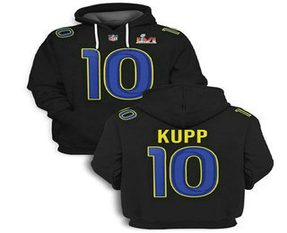 Men's Los Angeles Rams #10 Cooper Kupp 2021 Black Super Bowl LVI Pullover Hoodie