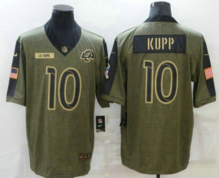 Men's Los Angeles Rams #10 Cooper Kupp 2021 Olive Salute To Service Limited Stitched Jersey