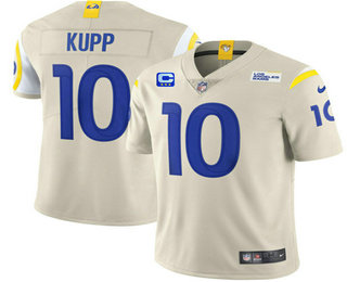 Men's Los Angeles Rams #10 Cooper Kupp 2022 Cream With 3 Star C Patch Vapor Limited Stitched Jersey