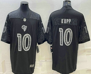 Men's Los Angeles Rams #10 Cooper Kupp Black Reflective Limited Stitched Football Jersey