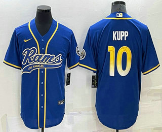 Men's Los Angeles Rams #10 Cooper Kupp Blue Stitched Cool Base Nike Baseball Jersey