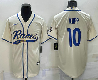 Men's Los Angeles Rams #10 Cooper Kupp Cream Stitched Cool Base Nike Baseball Jersey