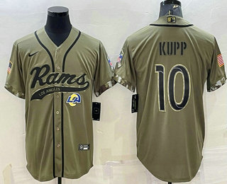 Men's Los Angeles Rams #10 Cooper Kupp Olive 2022 Salute to Service Cool Base Stitched Baseball Jersey