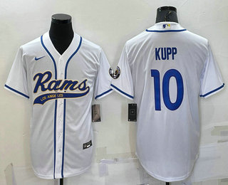 Men's Los Angeles Rams #10 Cooper Kupp White Stitched Cool Base Nike Baseball Jersey