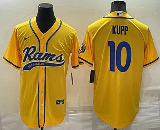 Men's Los Angeles Rams #10 Cooper Kupp Yellow Stitched Cool Base Nike Baseball Jersey